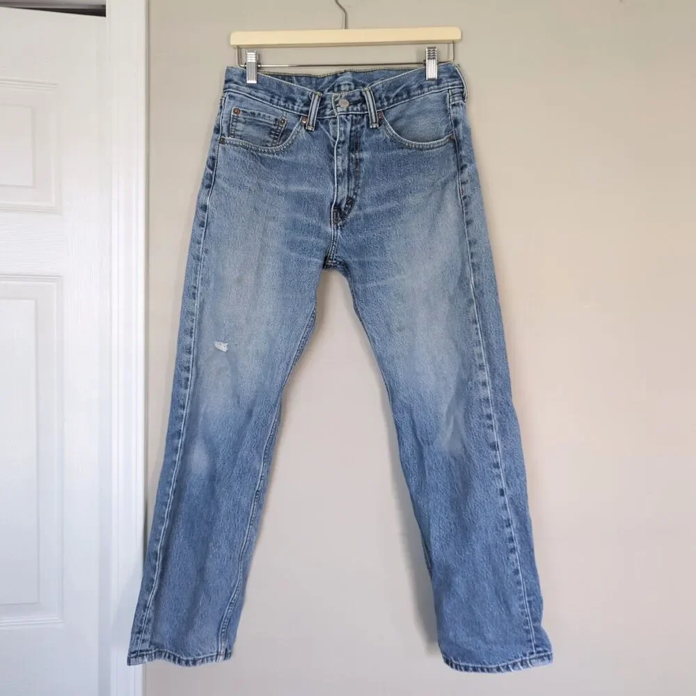 Levi's Men's 505 Light Wash Distressed Jeans Size 31x30